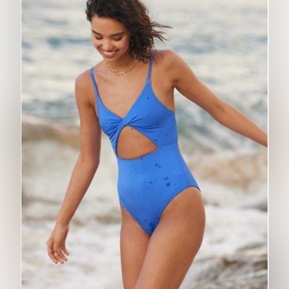 aerie Other - NWOT Aerie Large Shine Pique Twist Scoop One Piece Swimsuit Blue